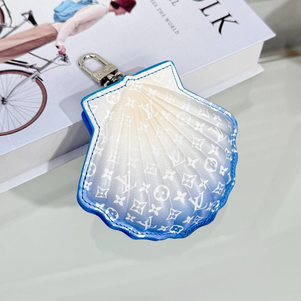 Louis Vuitton monogram key pouch, white body with blue border and clasp