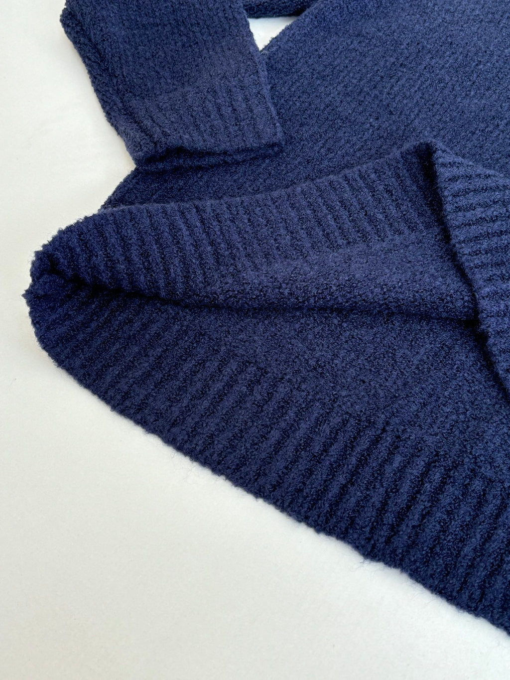 Louis Vuitton knit sweater sleeve cuff and ribbed hem in dark blue