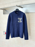 Louis Vuitton knit sweater, dark blue, crew neck with white logo on front