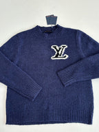 Louis Vuitton knit sweater, dark blue, crew neck and white logo detail