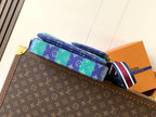 Louis Vuitton men’s crossbody bag edge view with top zipper and multicolor trim
