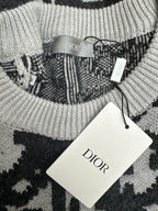 Ribbed crewneck knit sweater with Dior label and tied inner tag