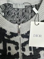 Dior jacquard knit cardigan, DIOR label and zipper pull, dark and white