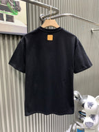 Louis Vuitton black short-sleeve T-shirt with small gold logo on back