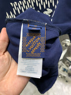 Louis Vuitton navy cotton shorts with brand care label at inner waistband