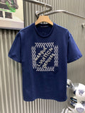 Louis Vuitton short-sleeve T-shirt in navy with rhinestone logo print