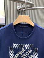 Navy short-sleeve T-shirt with rhinestone logo graphic on chest