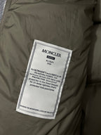 Moncler long puffer jacket fabric care label