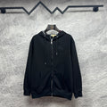 Burberry zip-up hoodie, black, with hood and drawstring cords and front zipper