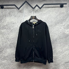 Burberry zip-up hoodie, black, with hood and drawstring cords and front zipper
