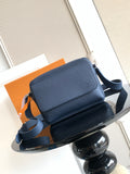 Men's Louis Vuitton blue crossbody bag with flap and adjustable strap