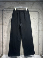 Balenciaga dark black wide-leg pants with elastic waistband and straight wide legs