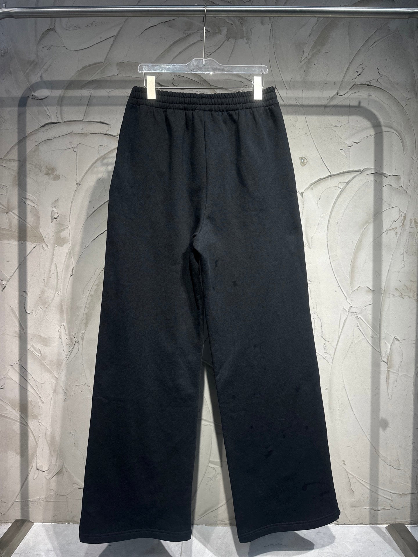 Balenciaga dark black wide-leg pants with elastic waistband and straight wide legs