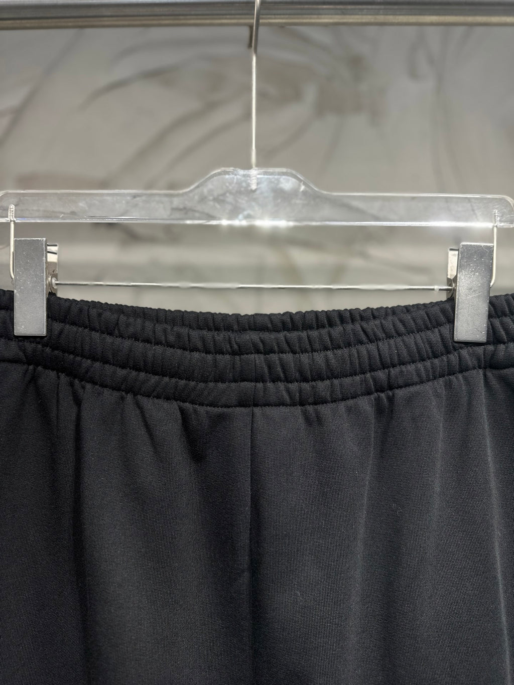 Balenciaga dark black pants with elastic waistband and gathered stretch detail