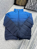 Gucci blue GG-pattern quilted puffer jacket, full-zip front