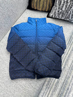 Gucci blue GG-pattern quilted puffer jacket, full-zip front