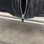 Long quilted jacket front zipper with silver pull over Dior monogram print
