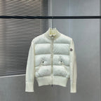 Moncler padded jacket with front zipper, quilted design, ribbed collar and cuffs, white
