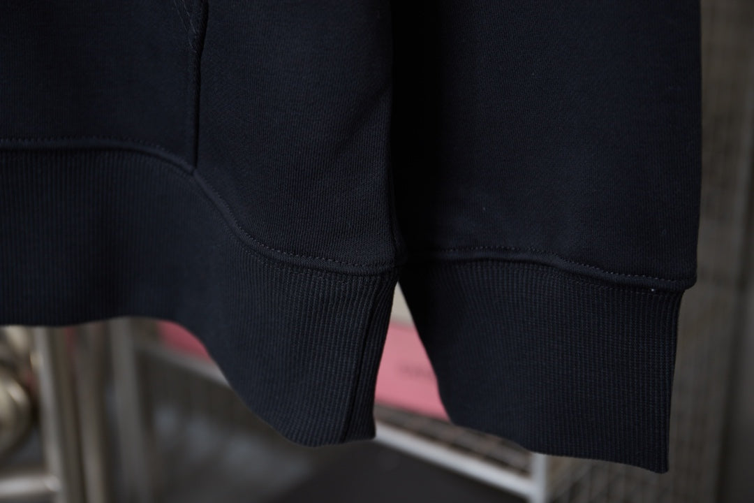 Burberry navy hoodie cuffs and hem with ribbed trim detail