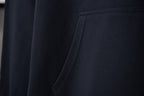 Burberry navy hoodie fabric and stitched kangaroo pocket seam detail