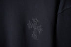 Black sweatshirt chest with sparkling rhinestone logo