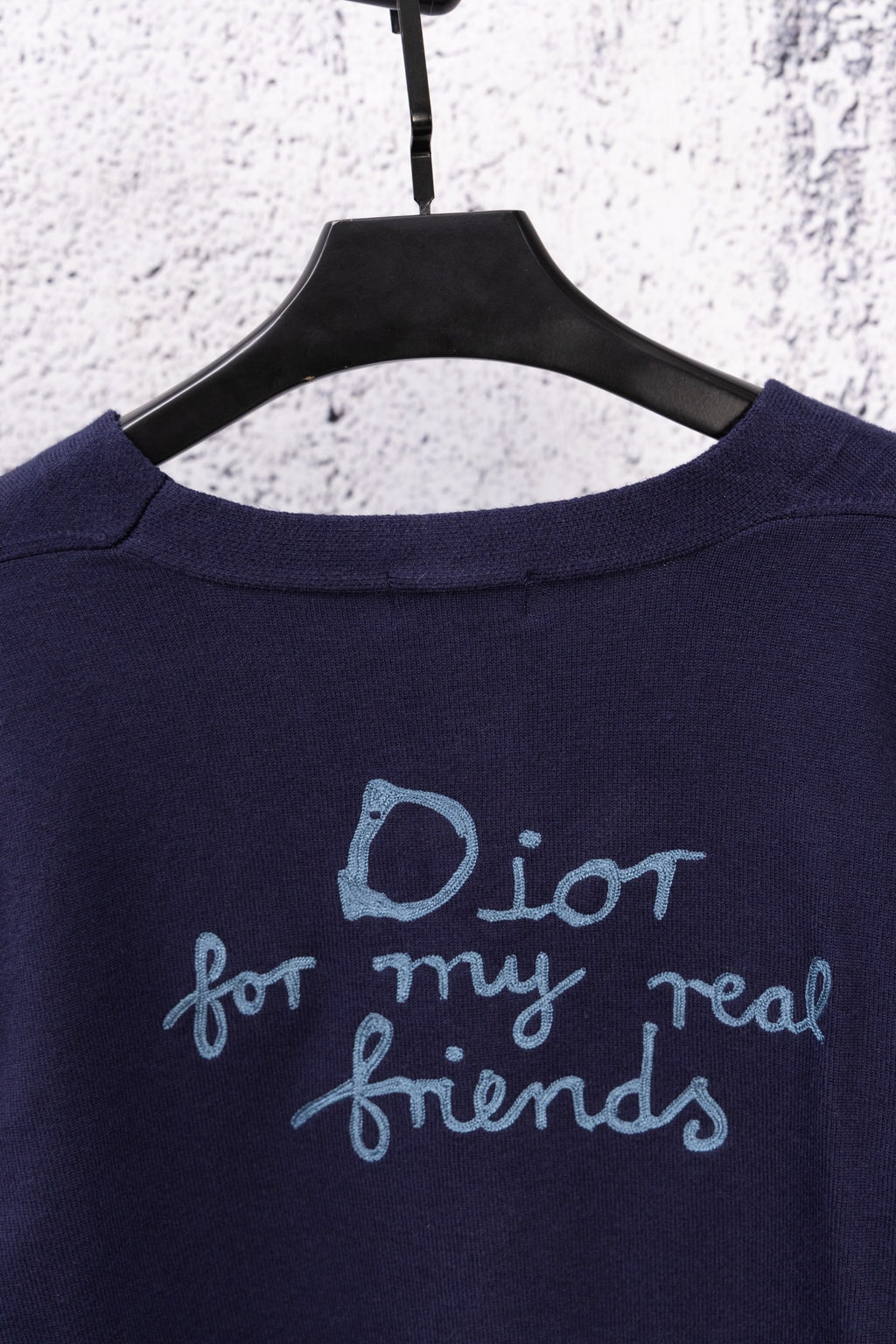 Navy crewneck top with Dior 'for my real friends' graphic