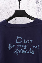 Navy crewneck top with Dior 'for my real friends' graphic