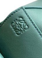 Teal leather panel with embossed Loewe logo