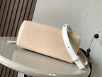 Loewe rectangular crossbody bag in light beige with white strap and gold-tone clasp