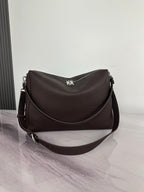 Fendi hobo shoulder bag in dark brown with top handle and front strap loops