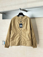 Louis Vuitton hooded long jacket, tan monogram, center full zip