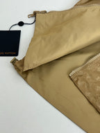 Long pants with gold zipper and inner lining, beige