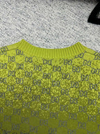 Gucci knit sweater in lime green with allover GG logo pattern