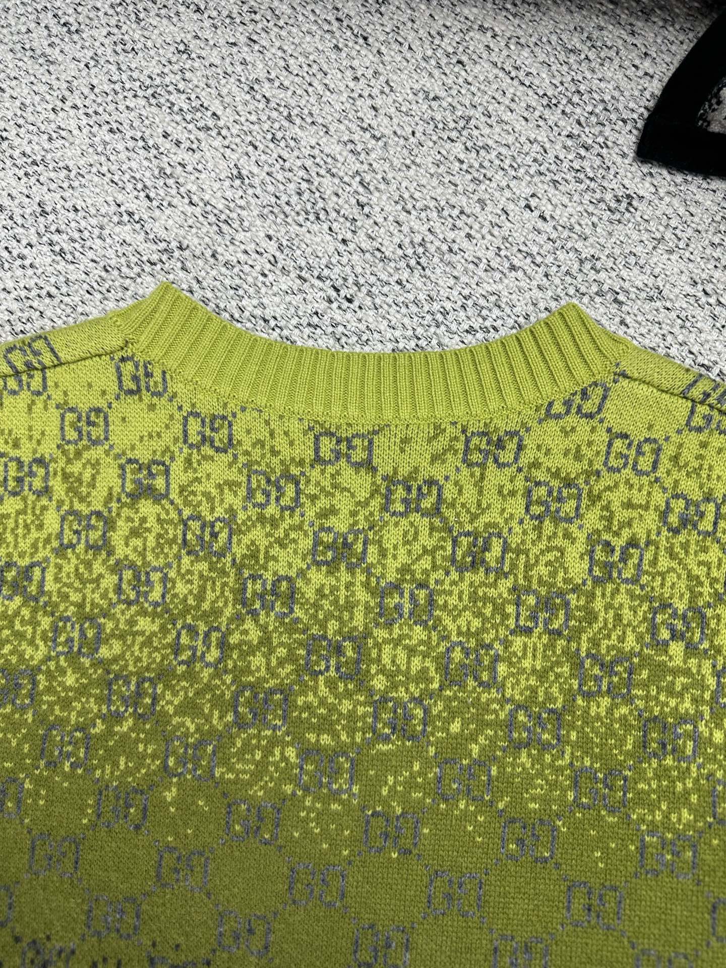 Gucci knit sweater in lime green with allover GG logo pattern