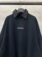 Balenciaga long-sleeve sweatshirt with two-tone collar and front logo print