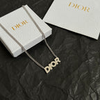 Dior necklace with silver chain and openwork Dior logo pendant