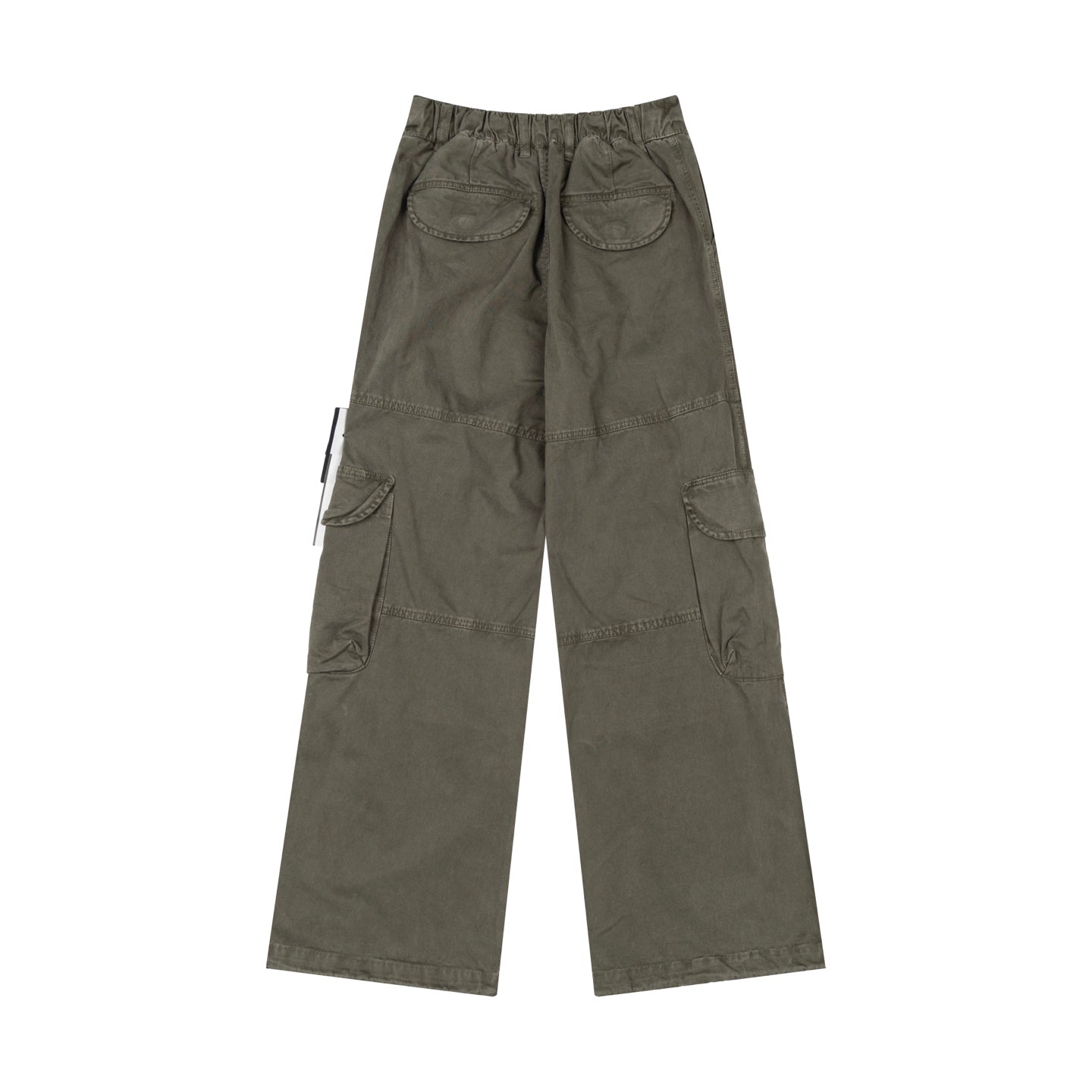 Stone Island olive cargo pants with flap cargo pockets and relaxed straight fit
