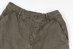 Stone Island olive cargo pants waistband with button closure and inner drawstring