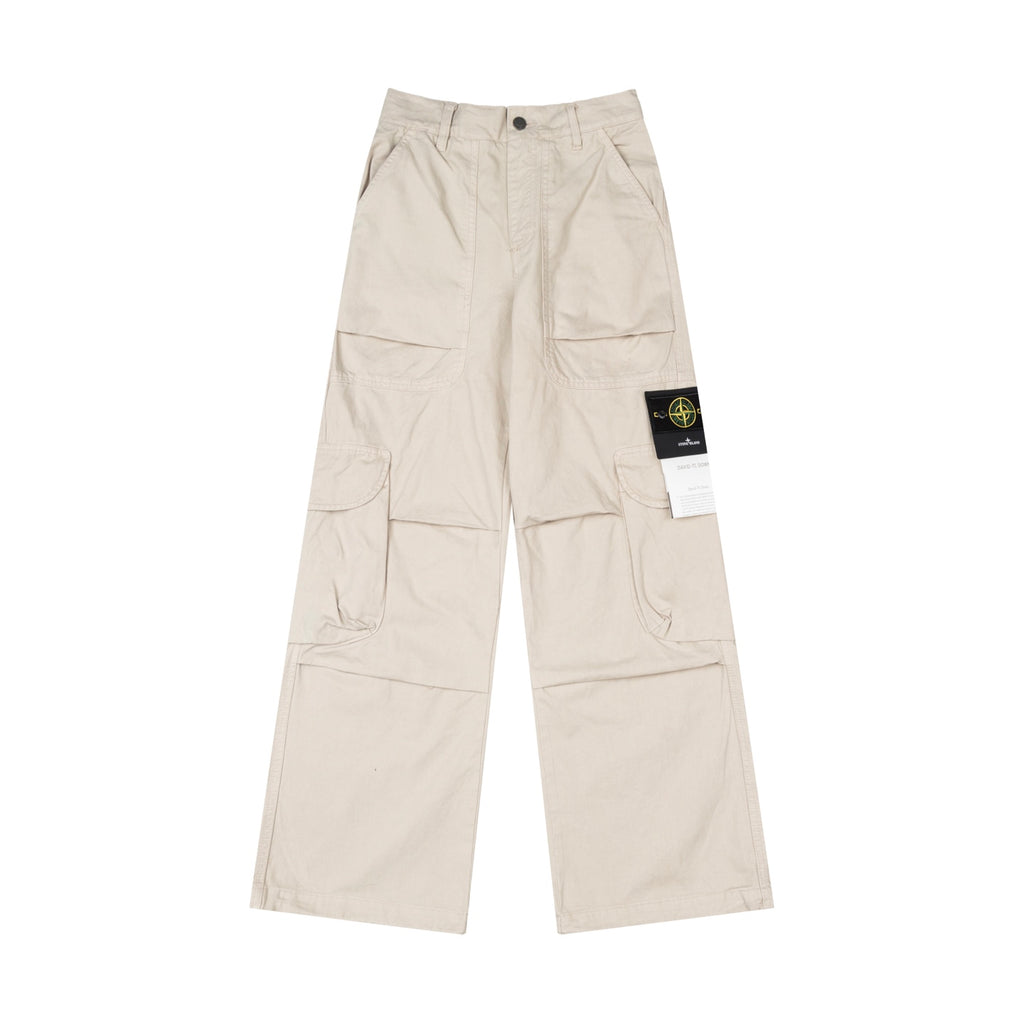 Stone Island beige cargo pants with multiple flap pockets