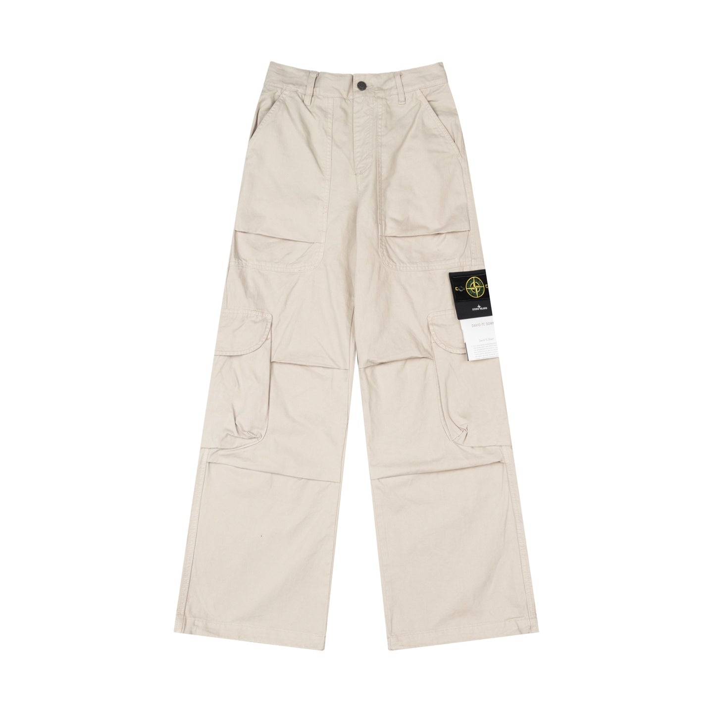 Stone Island beige cargo pants with multiple flap pockets