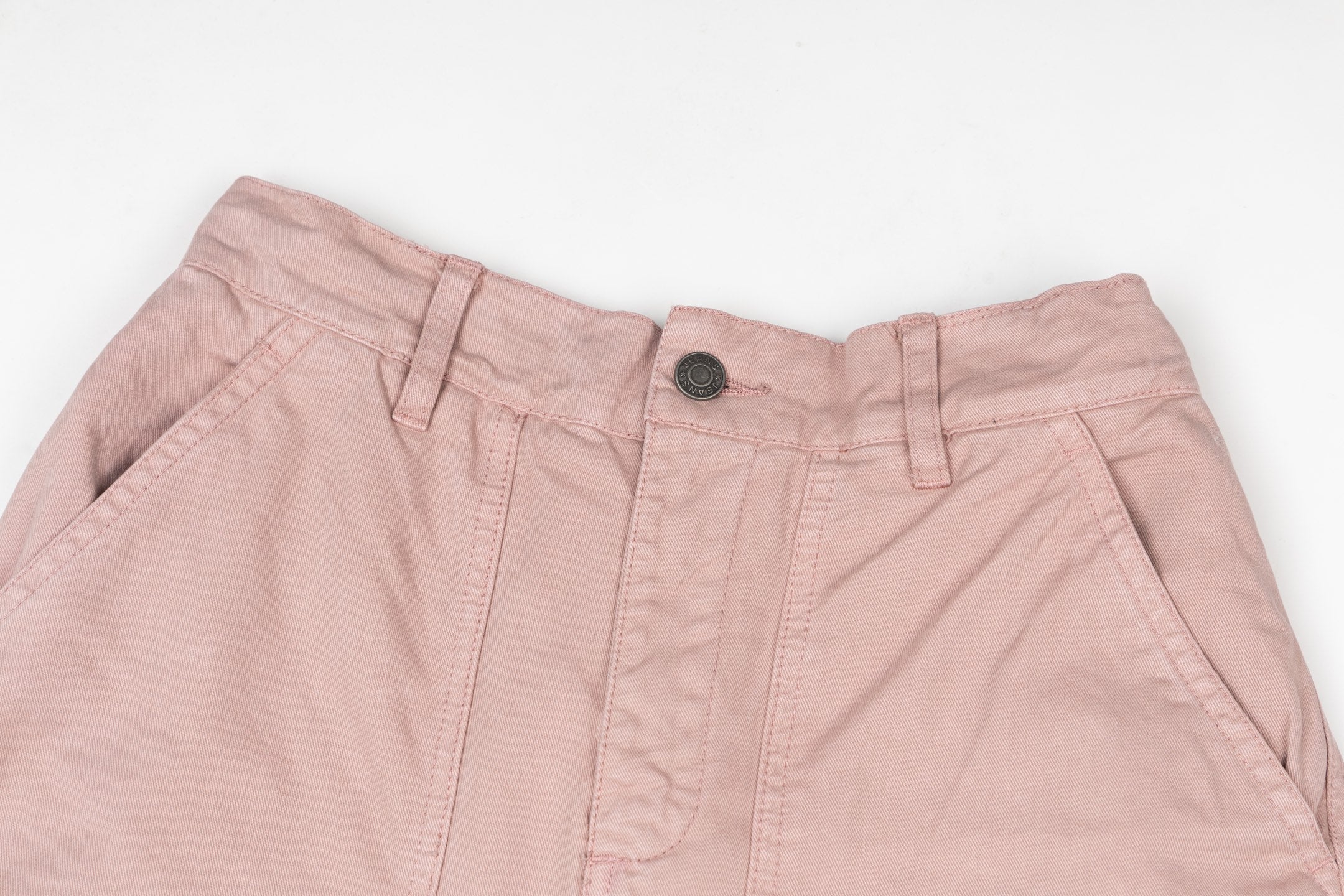 Cargo trousers, light pink, front waistband with metal snap button