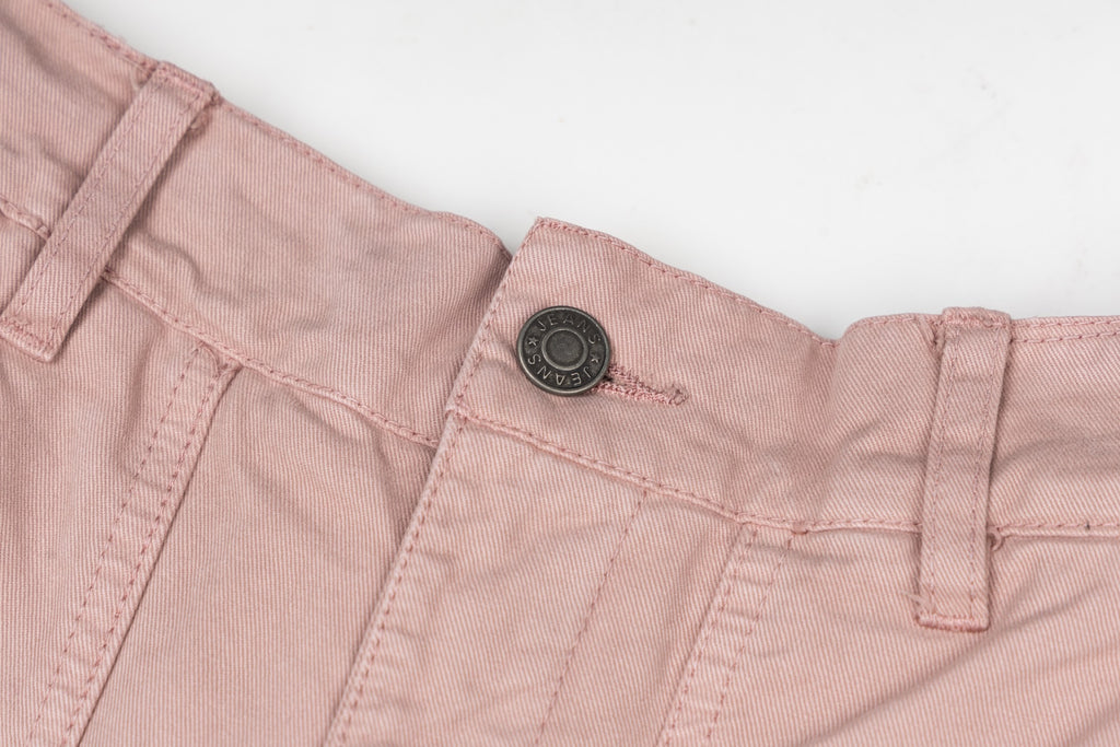 Cargo trousers, light pink, metal snap button and stitched waistband