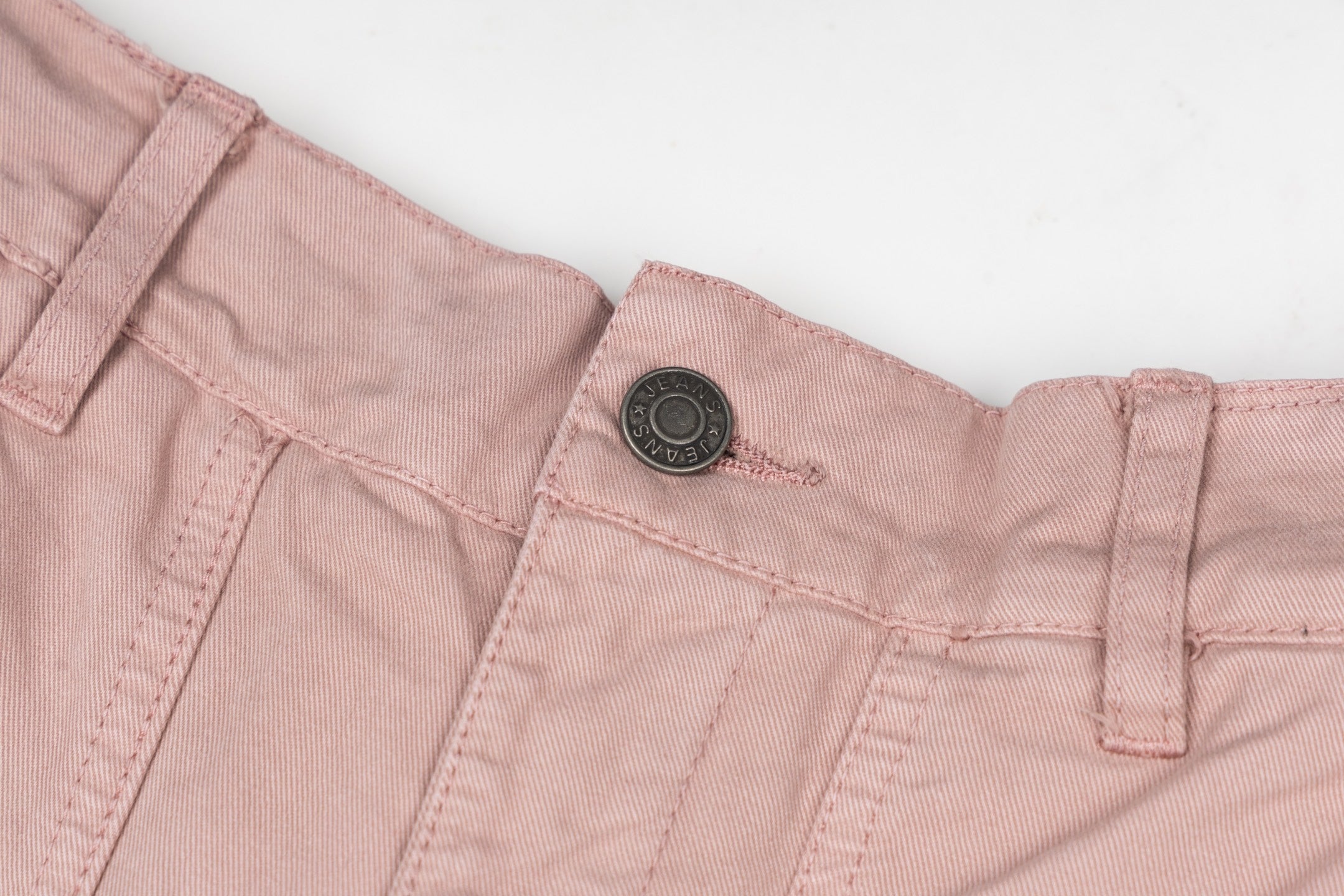 Cargo trousers, light pink, metal snap button and stitched waistband