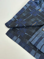 Louis Vuitton blue plaid trousers hem with side detail and gold button
