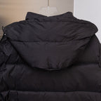 Moncler long puffer jacket back with hood, black