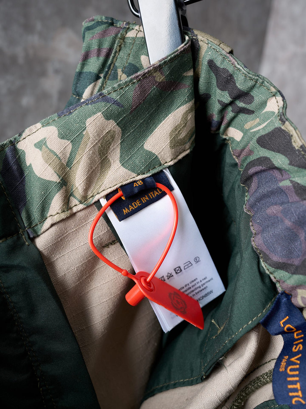 Louis Vuitton green camouflage pants with interior size tag