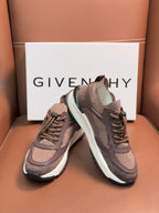 Brown Givenchy sneakers with lace-up, white sole and dark heel trim