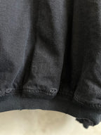 Balenciaga dark denim jacket hem with ribbed knit trim and stitching
