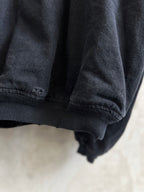 Balenciaga dark denim jacket lower cuff with ribbed knit trim and seam