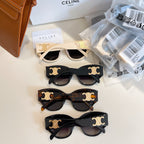 Celine sunglasses set with cream and black frames, gold decorative accents